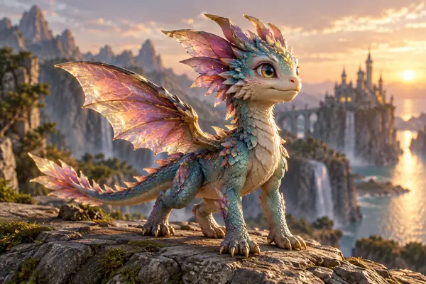 Un concept de créature fantastique colorée, présenté sous forme de petit modèle 3D aux finitions soignées.