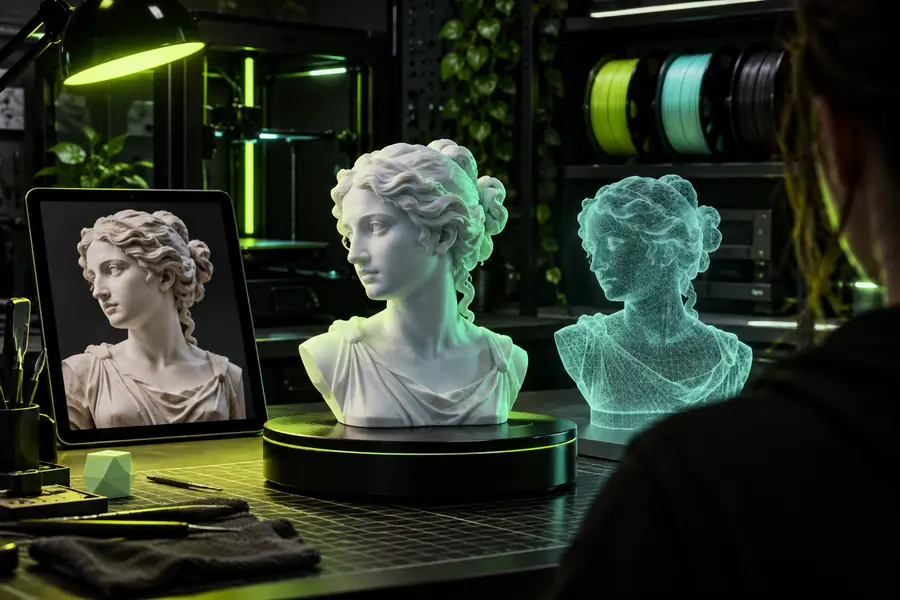 Generated 3D figurines ready for print preparation