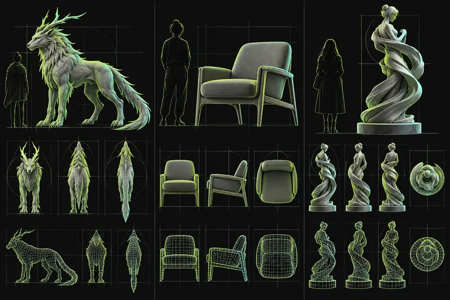 Referencia visual plana preparada para una comparación de modelos